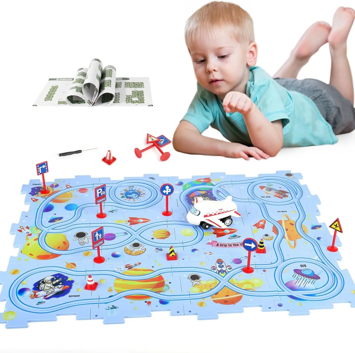 kids Puzzle Toys Racing Car Track